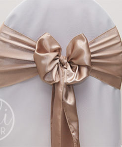 Location noeud lin taupe satin pour housses de chaises