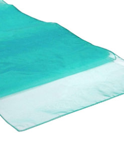 Location chemins de table bleu turquoise en organza - Mariage exotique, zen, theme plage, bord de mer