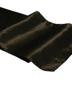 Location chemins de table noir en satin - Mariage rock, baroque, theme black-and-white