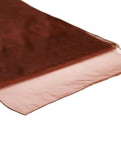 Location chemins de table marron chocolat en organza - Poitiers Niort Bressuire Saintes