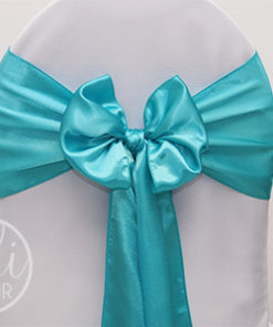 Location noeud bleu turquoise satin pour housses de chaises