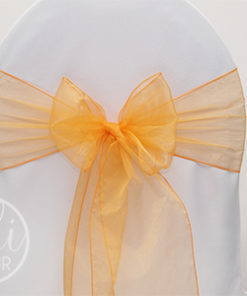 Location noeud orange pêche organza pour housses de chaises