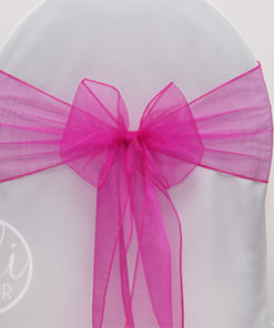 Location noeud rose fushia organza pour housses de chaises