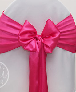 Location noeud rose fushia satin pour housses de chaises