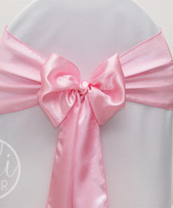 Location noeud rose pale satin pour housses de chaises