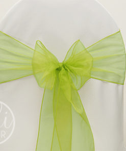 Location noeud vert anis organza pour housses de chaises