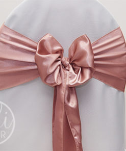 Location noeud vieux rose gold satin pour housses de chaises