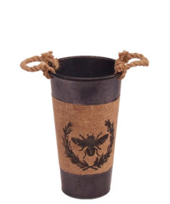 Location petit seau en zinc avec toile de jute - Décoration evenement